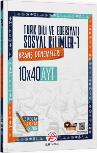 Alan Yayınları AYT Türk Dili ve Edebiyatı ve Sosyal Bilimler 1 - 10 x 40 Branş Denemeleri