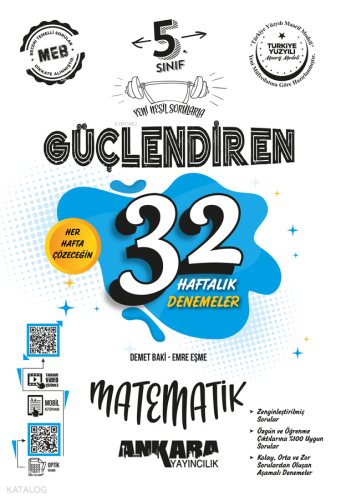 Ankara Yayıncılık 5. Sınıf Güçlendiren 32 Haftalık Matematik Kazanım Denemeleri