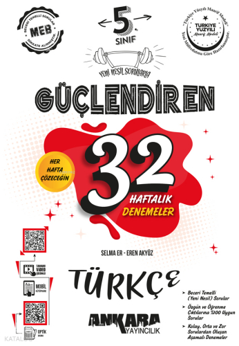 Ankara Yayıncılık 5. Sınıf Güçlendiren 32 Haftalık Türkçe Kazanım Denemeleri