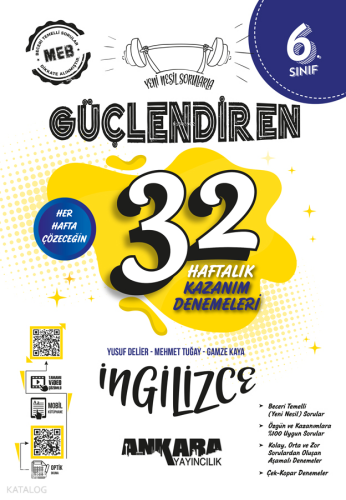 Ankara Yayıncılık 6. Sınıf Güçlendiren 32 Haftalık İngilizce Kazanım Denemeleri