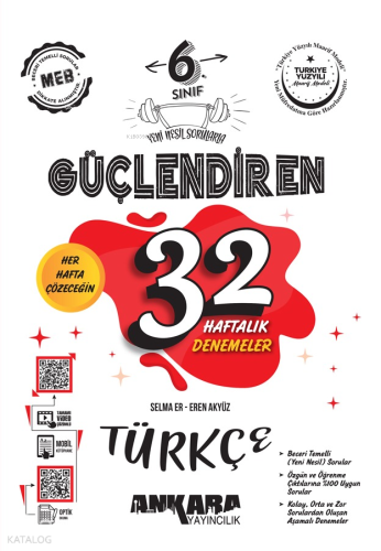 Ankara Yayıncılık 6. Sınıf Güçlendiren 32 Haftalık Türkçe Kazanım Dene
