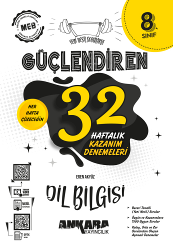 Ankara Yayıncılık 8. Sınıf Güçlendiren 32 Haftalık Dil Bilgisi Kazanım Denemeleri