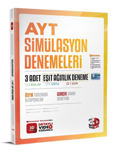 AYT 3D Eşit Ağırlık 3'LÜ Simülasyon Deneme