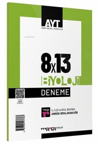 AYT Biyoloji 8x13 Deneme Tamamı Video Çözümlü Marka Yayınları