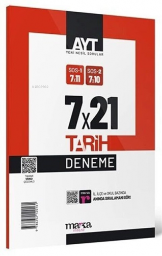 AYT Tarih 7x21 Deneme Tamamı Video Çözümlü Marka Yayınları