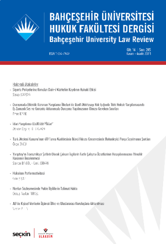 Bahçeşehir Üniversitesi Hukuk Fakültesi Dergisi Cilt: 16 Sayı: 205