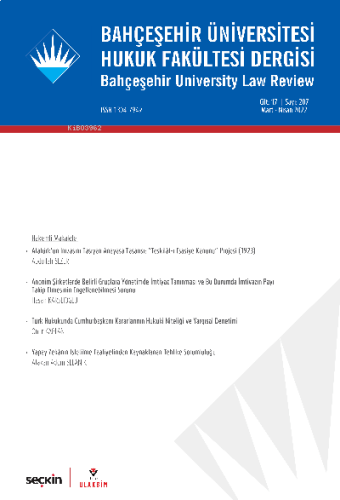Bahçeşehir Üniversitesi Hukuk Fakültesi Dergisi Cilt: 17 Sayı: 207