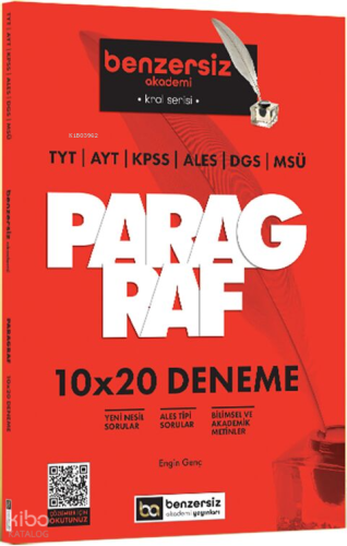 Benzersiz Akademi Yayınları TYT AYT KPSS ALES DGS MSÜ Kral Serisi Benzersiz Paragraf 10x20 Deneme