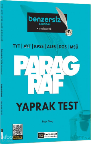 Benzersiz Akademi Yayınları TYT AYT KPSS ALES DGS MSÜ Kral Serisi Benzersiz Paragraf Yaprak Test