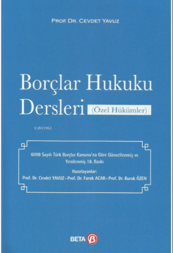 Borçlar Hukuku Dersleri (Özel Hükümler)