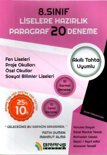 Branş Akademi Yayınları 8. Sınıf LGS Paragraf 20 Deneme Branş Akademi