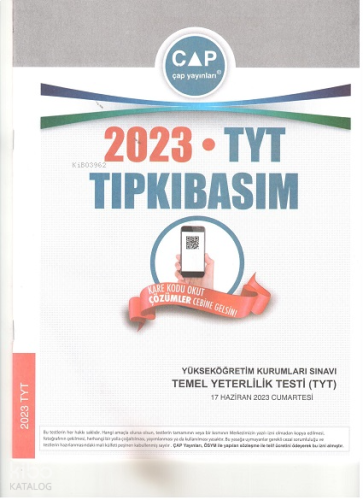 Çap Tyt Tıpkı Basım 2023