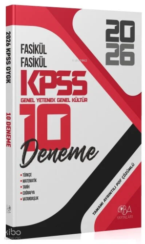 CBA Yayınları 2026 KPSS Genel Yetenek Genel Kültür 10 Deneme Fasikül Ç