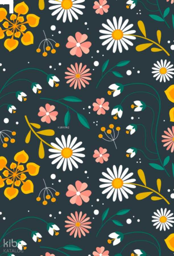 Çiçek Cümbüşü Siyah Zemin Özel Tasarımlı Defter (Çizgili)