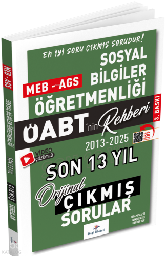 Dizgi Kitap 2026 MEB-AGS ÖABT Sosyal Bilgiler ÖABT'nin Rehberi Konularına Göre Tasnif Edilmiş Son 13 Yıl Orijinal Video Çözümlü Çıkmış Sınav Soruları