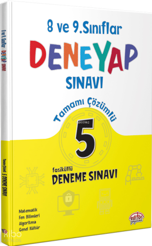 Editör Yayınları 8-9. Sınıf Deneyap Tamamı Çözümlü 5 Deneme Sınavı