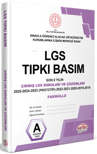 Editör Yayınları LGS Tıpkı Basım Çıkmış Sorular ve Çözümleri