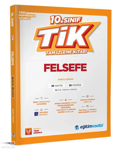 Eğitim Vadisi Yayınları 10. Sınıf Felsefe Tik Tam İzleme Kitabı