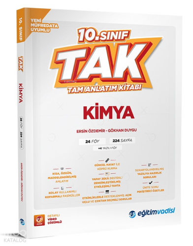 Eğitim Vadisi Yayınları 10.Sınıf Tam Anlatım Kitabı Kimya