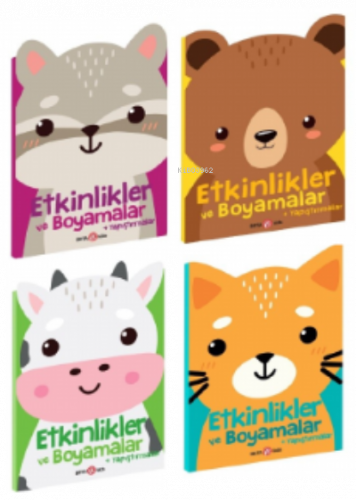 Etkinlikler ve Boyamalar + Yapıştırmalar Seti (Rakuncuk-Ayıcık-İnekçik-Kedicik )