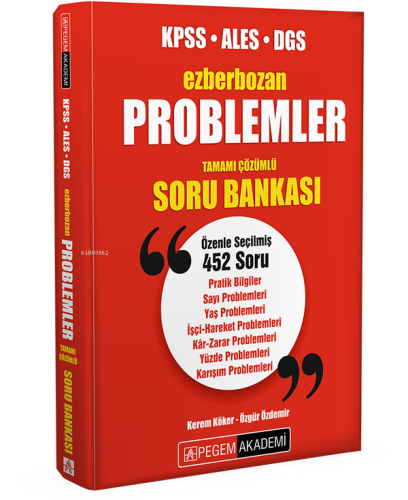 Ezberbozan KPSS ALES DGS Problemler Tamamı Çözümlü Soru Bankası