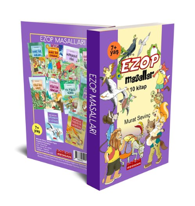 Ezop Masalları Seti Renkli Resimli Düz Yazılı (10 Kitap Takım, Küçük Boy);1. ve 2. Sınıflar için