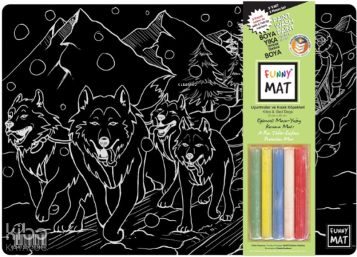 Funny Mat Sled Dogs and Kites 2 Paket with 5 'li Tebeşirli Siyah Seri