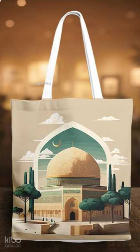 Günlük Şık İslami Motifli Ezo Bez Çanta - Kubbetüs Sahra Filistin