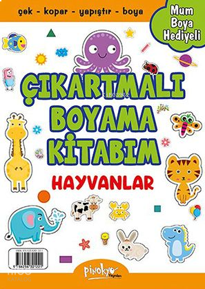 Hayvanlar Boyama Kitabı - Çıkartmalı (Mum Boya Hediyeli)