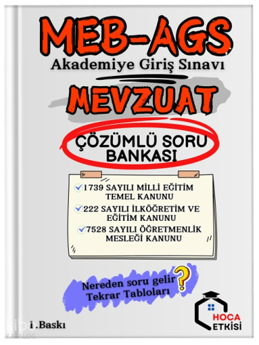 Hoca Etkisi Yayınları MEB-AGS Mevzuat Çözümlü Soru Bankası