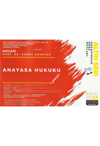 Hocasından Ders Notları Anayasa Hukuku (Altın Seri)