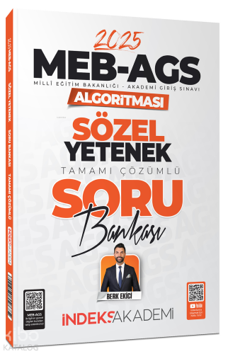 İndeks Akademi 2025 MEB-AGS Algoritması Sözel Yetenek Soru Bankası Çözümlü