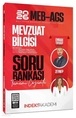 İndeks Akademi 2026 MEB-AGS Mevzuat Bilgisi Soru Bankası Çözümlü