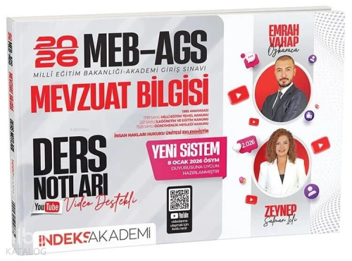 İndeks Akademi 2026 MEB-AGS Mevzuat Bilgisi Video Ders Notları
