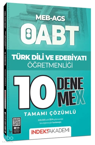 İndeks Akademi ÖABT MEB-AGS Türk Dili ve Edebiyatı Öğretmenliği 10 DenemeX Çözümlü