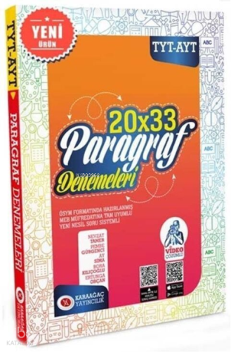 Karaağaç Yayınları TYT AYT Paragraf 20x33 Denemeleri