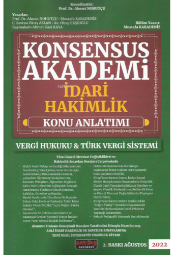 Konsensus Akademi İdari Hakimlik Konu Anlatımı Vergi Hukuku ve Türk Ve