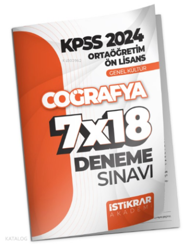 KPSS 2024 Ortaöğretim-Ön Lisans Genel Kültür Coğrafya 7x18 Deneme Sınavı