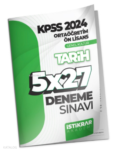 KPSS 2024 Ortaöğretim-Ön Lisans Genel Kültür Tarih 5x27 Deneme Sınav