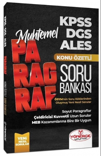 KPSS DGS ALES Muhtemel Paragraf Konu Özetli Soru Bankası