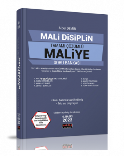 Mali Disiplin Tamamı Çözümlü Maliye Soru Bankası Savaş Yayınları 2022