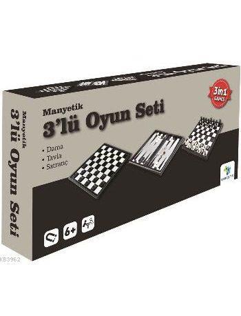 Manyetik 3'lü Oyun Seti; Dama, Tavla, Satranç