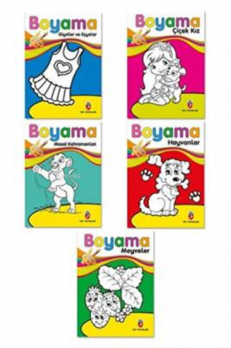 Meyveler, Çiçek Kız, Giysiler, Hayvanlar(5 Kitap)  Kalın Boyama