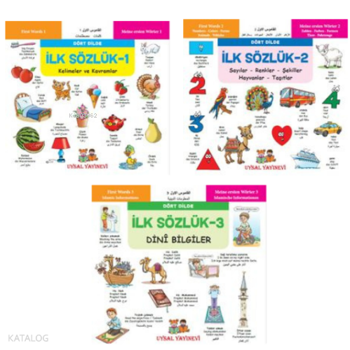 Minikler İçin Dört Dilde Resimli İlk Sözlük Seti (3 Kitap - Ciltli)