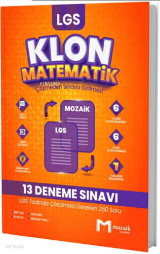 Mozaik Yayınları 8. Sınıf LGS Matematik Klon 13 Deneme