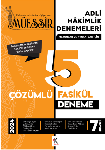 Müessir Adli Hakimlik Denemeleri- 2024 Çözümlü 5 Deneme