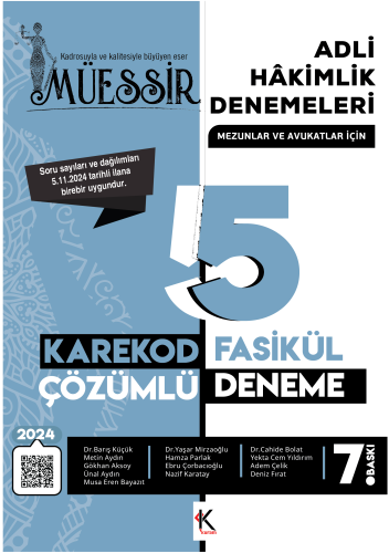 Müessir Adli Hakimlik Denemeleri- 2024 Karekod- Çözümlü