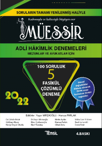Müessir Adli Hakimlik Denemeleri (Mezunlar ve Avukatlar İçin); 100 Soruluk 7 Fasikül Çözümlü Deneme