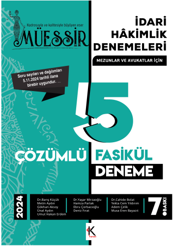 Müessir İdari Hakimlik Denemeleri- 2024 Çözümlü 5 Deneme