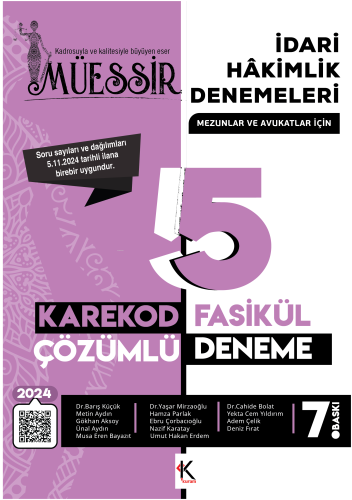 Müessir İdari Hakimlik Denemeleri- 2024 Karekod Çözümlü
